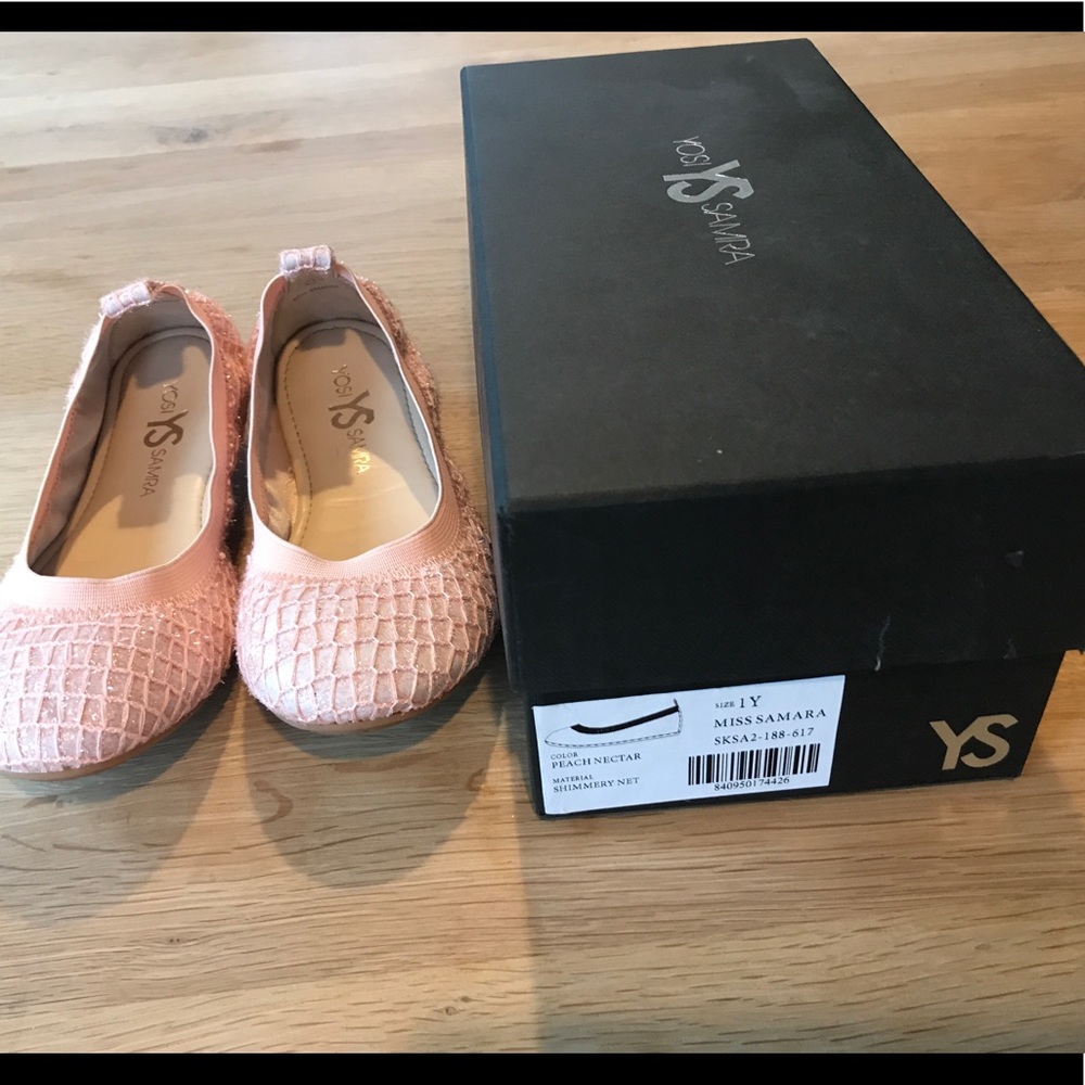Girls’ Yosi Samra “Peach nectar” Grid Ballet flat